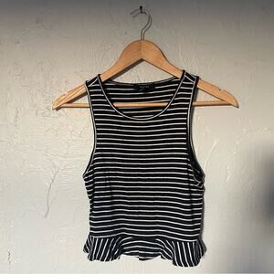 Forever 21 Navy and White Crop Peplum Nautical Tank size Large Fishermancore